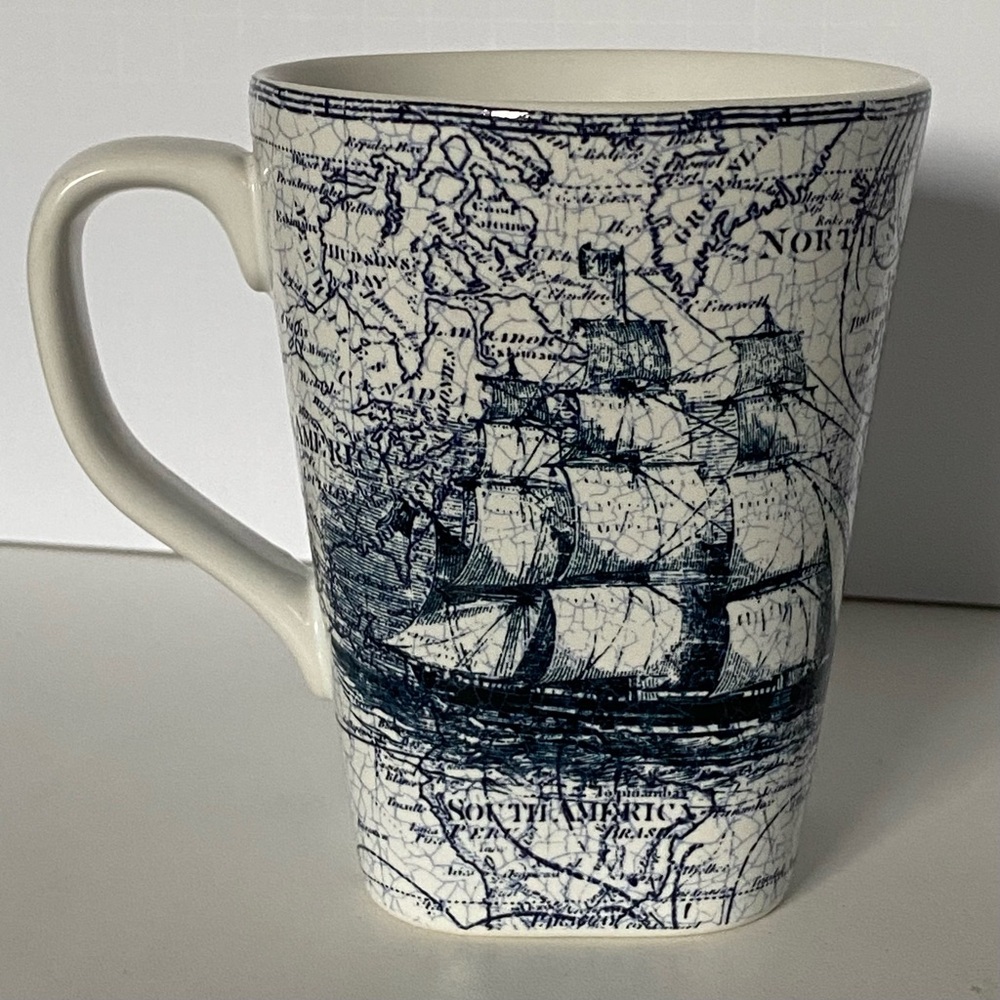 Port Townsend Due North Map Jumbo Coffee Mug Cup Porcelain Tea, 24 oz 5" tall